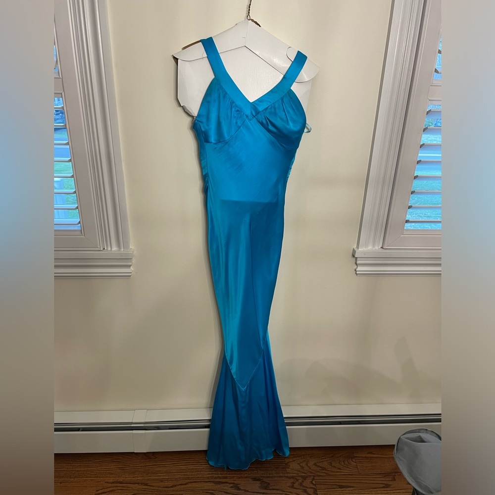 Caché Blue Satin Mermaid Dress